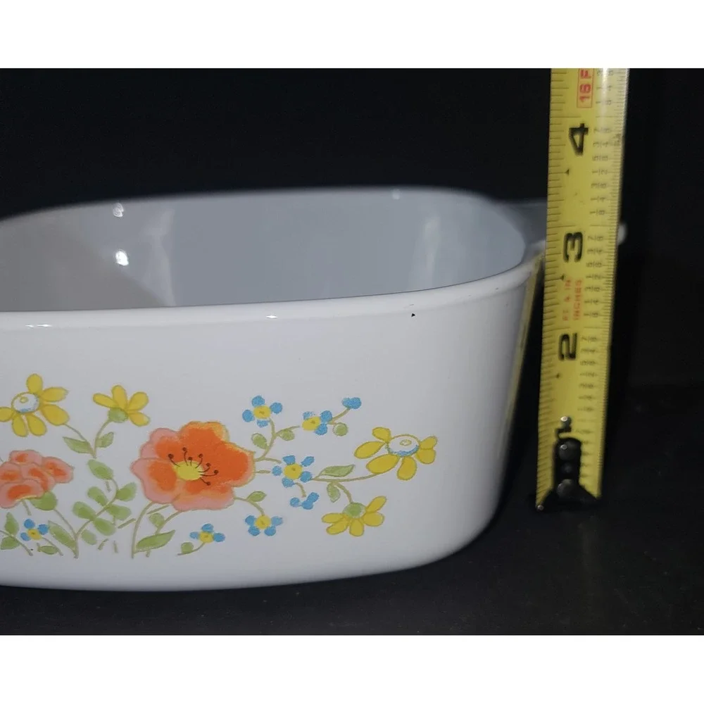 Vintage Corning Ware Wildflower 1.5 Qt Casserole Dish Square Bakeware NO LID